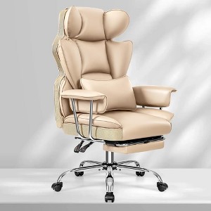 KERDOM Office Desk Chair, Big and Tall Executive Chair with Footrest, Ergonomic Reclining High Back Support, Dark Beige - 1 of 1