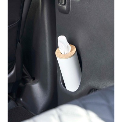 Slim Black Steel and Wood Tissue Holder