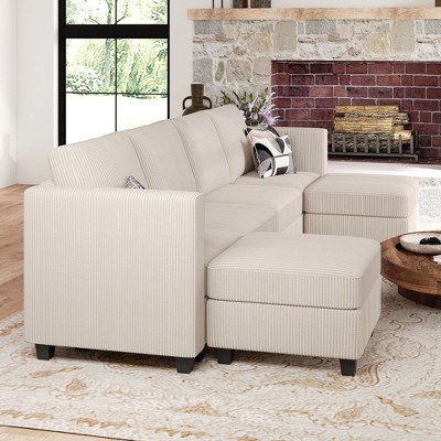 Belffin Modular U Shape Couch with Storage Ottoman Corduroy Sectional Couch with Chaise Convertible Modern Sectional Sofa Couch
