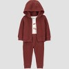 Carter's Just One You® Baby Boys' 3pc Thermal Wilderness Animals Sweatshirt & Pants Set - Brown - 2 of 4
