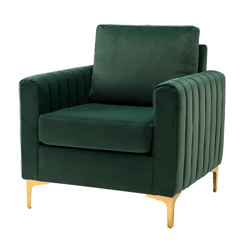 Iapygia Contemporary Tufted Wooden Upholstered Club Chair With Metal ...