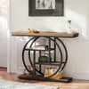 Gulches Industrial 4-Tier Console Table, Circle Base, Light Brown Wood & Metal, 41.3", Entryway/Sofa Table with Storage - 4 of 4