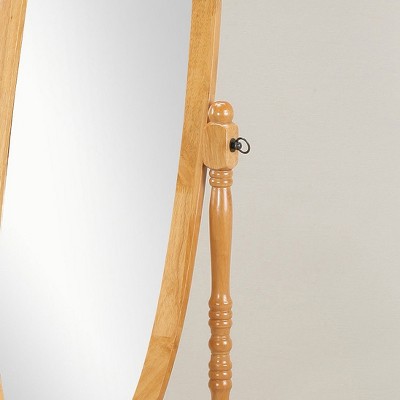 Traditional Oak Freestanding Oval Wood Cheval Mirror