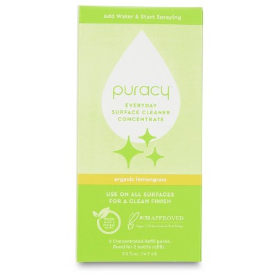 Puracy Natural Everyday Surface Cleaner Concentrate Refills - Organic Lemongrass - 2pk