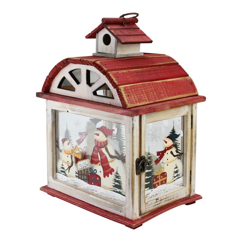 Northlight 14.5" Red and White Snowman Holiday Scene Christmas Candle Lantern, 2 of 7