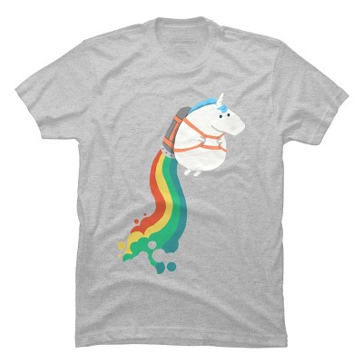 Men's Design By Humans Unicorn on rainbow jet pack By radiomode T-Shirt