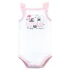 Hudson Baby Infant Girl Cotton Sleeveless Bodysuits 5pk, Pink Happy Camper - 2 of 4