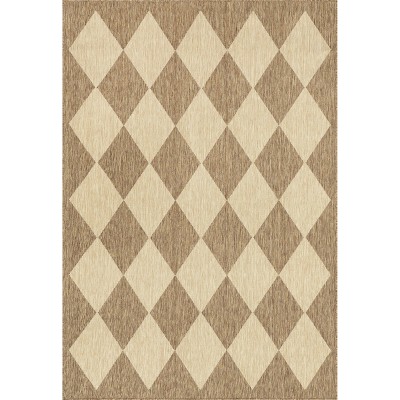 Nuloom Sabina Trellis 7x9 Indoor/Outdoor Area Rug for Living Room Patio Deck Front Porch Kitchen, Brown/Ivory