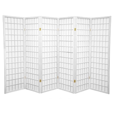 5 ft. Tall Window Pane Shoji Screen - White (6 Panels)