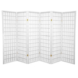 5 ft. Tall Window Pane Shoji Screen - (6 Panels) - 1 of 3