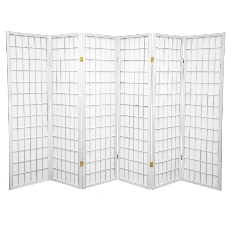 5 ft. Tall Window Pane Shoji Screen - White (6 Panels), 1 of 6