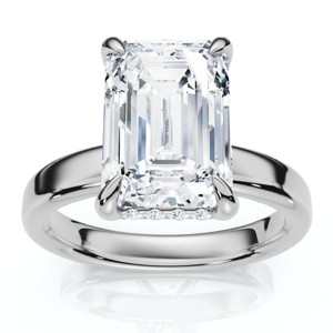 Pompeii3 Certified 2.60Ct Emerald Cut Halo Diamond Engagement Ring 14k Gold Lab Created - 1 of 4