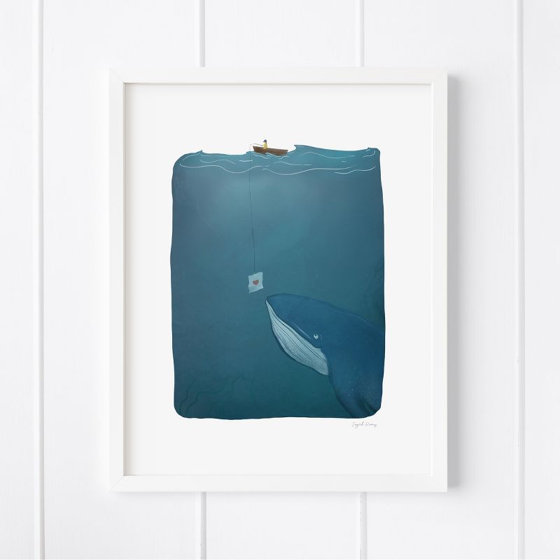 Love Note Whale Framed Museum Quality 11" x 14" Art Print by Ramus & Co, 1 of 7