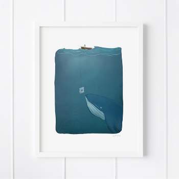 Love Note Whale Framed Museum Quality 11" x 14" Art Print by Ramus & Co