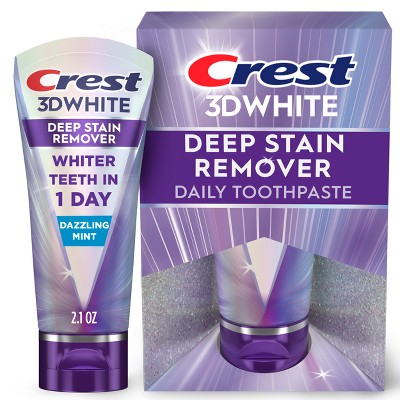 Crest 3D White Deep Stain Remover Daily Toothpaste Dazzling Mint - 2.1oz