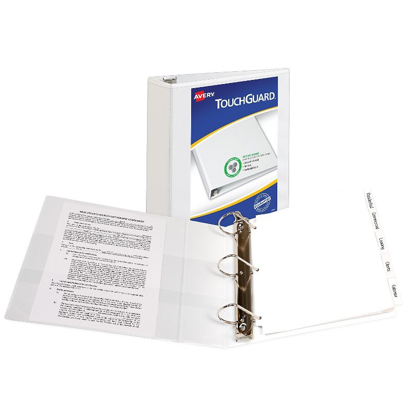 Avery Touchguard Antimicrobial View Binder w/Slant Rings 3" Cap White 17144, 2 of 9