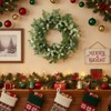 SEVOBAL Wreaths 24" Christmas Cedar Wreath Full Luxe Greenery Holiday Door Decor Handmade Green Leaves Wreath for Festival, Green, 24"*24"*4" - 2 of 4
