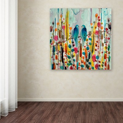 Colorful Abstract Blue Birds Canvas Art, 35'' x 35''