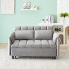 TiramisuBest 52" Modern Black Velvet Sofa Bed, 3-in-1 Convertible Loveseat with Pull-Out Bed, Pillows & Storage Pockets, Space-Saving for Living - 2 of 4