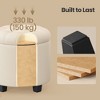 Round Storage Ottoman, Ottoman with Storage, 17.7" Dia. x 17.5" H, Sturdy Footrest with Legs, Supports 330 lb, for Living Room & Bedroom - 4 of 4