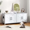 Tangkula Cat Litter Box Enclosure for 2 Cats w/ Double Rooms Wooden Cat Washroom Cabinet - 2 of 4
