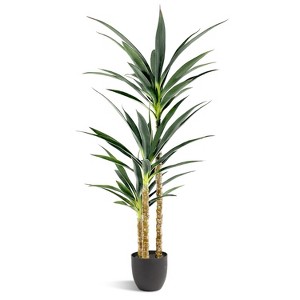 Aoibox Artificial Faux Agave Plant with 3 Heads in Plastic Pot, Realistic Fake Tree for Home Decor, Indoor or Outdoor Office Decoration - 1 of 4