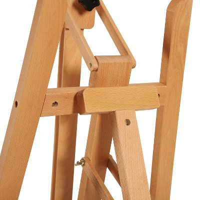Adjustable Solid Beech Wood Studio Easel with Brush Holder