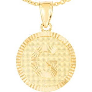 10k Yellow Gold 0.63" Personalized Medallion Alphabet Letter A - Z Initial Charm Pendant with optional Extendable Chain Necklace - 1 of 4
