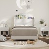 COZONY Twin Kids Bed Frame, Upholstered Velvet Princess Platform Bed with Wingback, Storage Bookcase Headboard & LED Light, No Box Spring Needed - 3 of 4