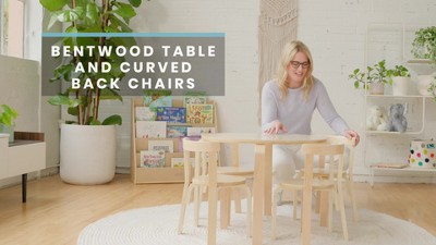 Guidecraft Nordic Table and Chairs Set for Toddlers: Gray - Stacking  Bentwood Stools with Curved Wood Activity Play Table - Toddler's Modern  Kitchen
