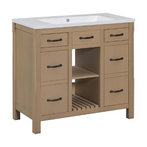 NicBex 36" Bathroom Vanity with Sink, Bathroom Storage Cabinet, 2 Drawers, 2 Cabinet Door and Adjustable Open Shelf for Bathroom - 1 of 4