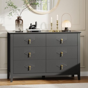 Fluted Dresser 47" Wide, 6-Drawer Modern Wood Chest for Bedroom, Stylish Storage Organizer Cabinet for Living Room, Hallway, or Entryway - 1 of 4