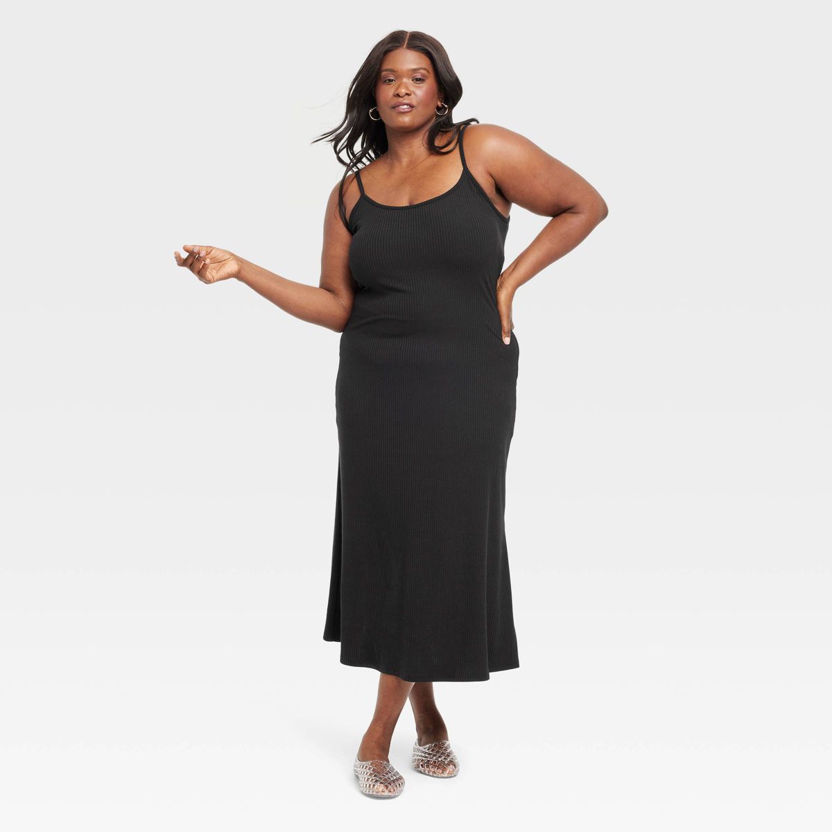 Women's Sleeveless Midi Shift Dress - A New Day™ Black - thumbnail 6