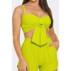 Slickblue Women's Front Oversized Bow Crop Top & Shorts Set, Twisted Tie Back, Elastic Waist, Black/White/Lime, Size S-L - 4 of 4