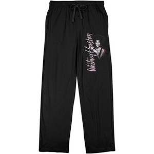 Whitney Houston Portrait Men's Black Sleep Pajama Pants - 1 of 2