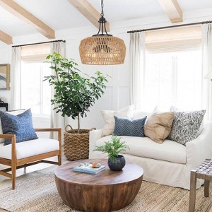 KTMBDW Farmhouse Chandelier, Modern Hanging Pendant Lighting, Rustic Ceiling Light Fixture, Vintage Chandelier for Hallway Dining Room, Brown - 1 of 4