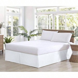 Queen Size Bedskirt 800TC White 12 Drop with Pleats (60" X 80") with A 12-inch Drop. - 1 of 4