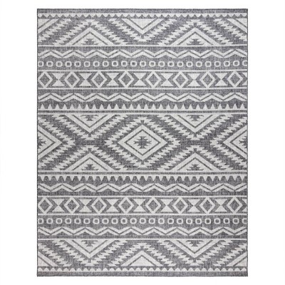 Gertmenian 9'x13' Tropea Chalon Rectangle Woven Indoor/Outdoor Accent Rug Gray: Machine Made Polypropylene, Fade-Resistant