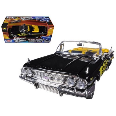 1960 Chevrolet Impala Black With Flames Custom 1/18 Diecast Model Car by Motormax