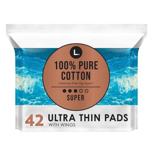 L . Organic Cotton Topsheet Ultra Thin Super Absorbency Pads - image 1 of 4