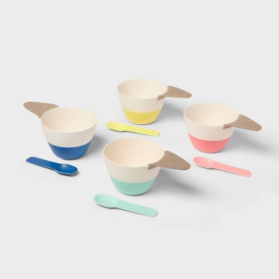 8pc 14 fl oz Ice Cream Dessert Bowls with Spoons - Sun Squad™