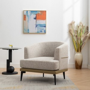 Modern Two-Tone Accent Barrel Chair, Upholstered Round Armchair for Living Room, Bedroom and Reading Room - ModernLuxe - 1 of 4
