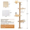 LAOTIES 69" Wall Mounted Cat Tree With Scratching Post,Hammock,Perches And Spring Toy,Space Saving Wooden Cat Shelves - 2 of 4