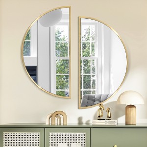 Beautyolove Half Circle Aluminum Alloy Framed Decorative Wall Mirror (2-Pieces) - 1 of 4