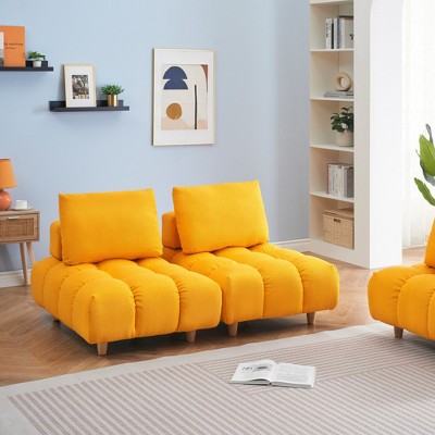 GlasFlength Sofas Modern Sofa with Comfortable Seating for Living Room or Lounge Area Yellow,60”*40.2”*29.5"