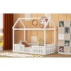 DOMETOUR Twin Size Wood House Bed with Fence and Door, White(Old SKU: WF303131AAK) - 4 of 4