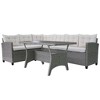 vidaXL 3-Piece Patio Lounge Set with Cushions, Weather-Resistant PE Rattan, Powder-Coated Steel Frames, Gray Color, Easy Care & Assembly - 4 of 4