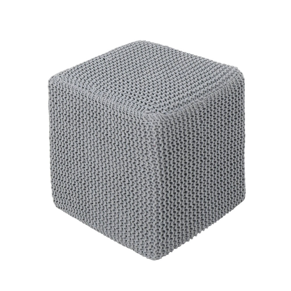 Photos - Pouffe / Bench Tessie Knitted Foot Stool Light Gray - Christopher Knight Home