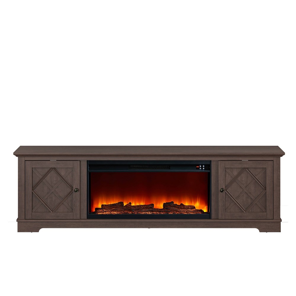 Photos - Mount/Stand 78" Farmhouse TV Stand for TVs up to 80" with Electric Fireplace Brown - F