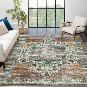 COZONY Washable Area Rug for Living Room, Vintage Distressed Accent Carpet, Non-Slip, Low Pile, Stain Resistant - 1 of 4